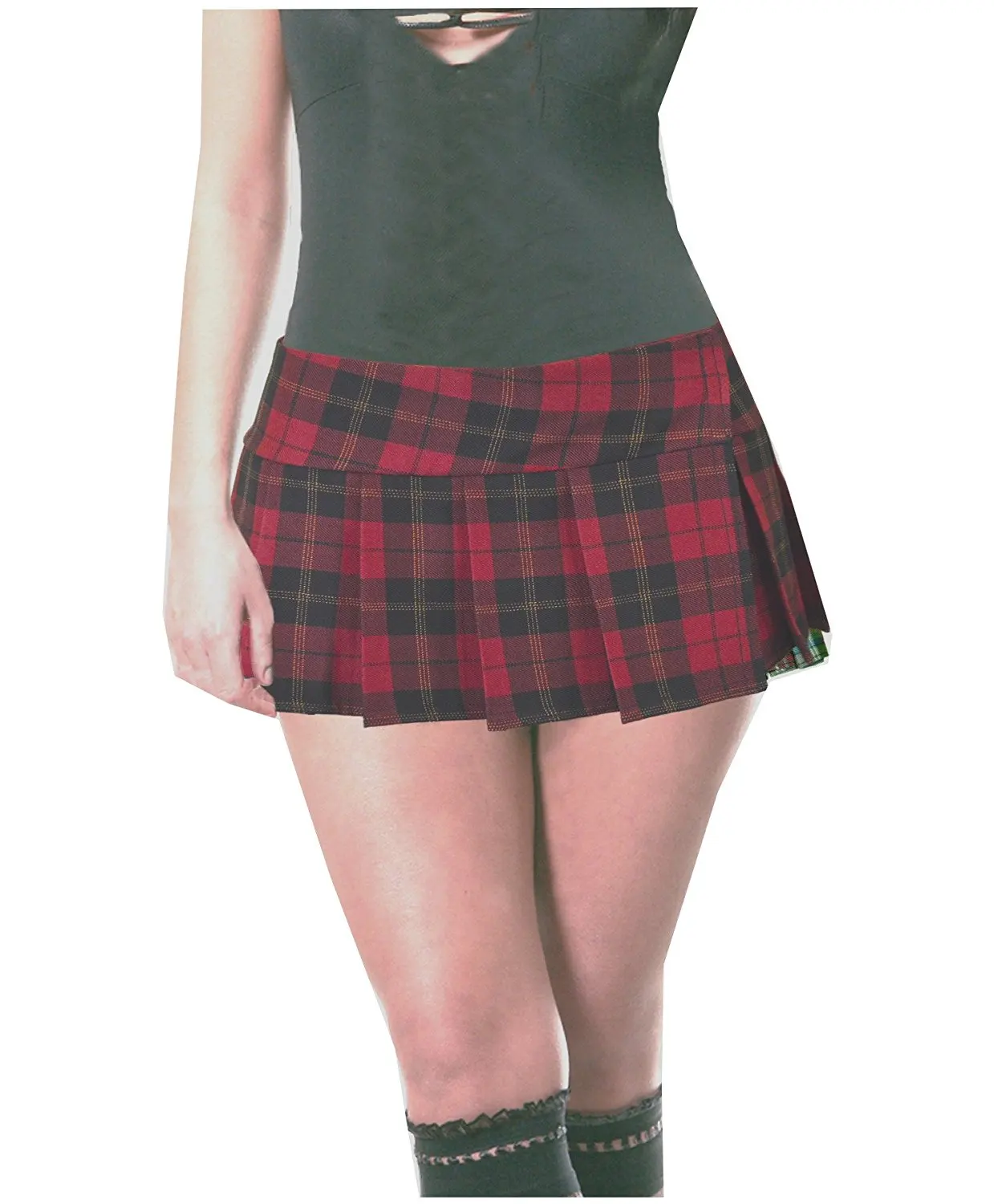 Buy Deep Burgundy Blue Schoolgirl Tartan Plaid Pleated Micro Mini Skirt