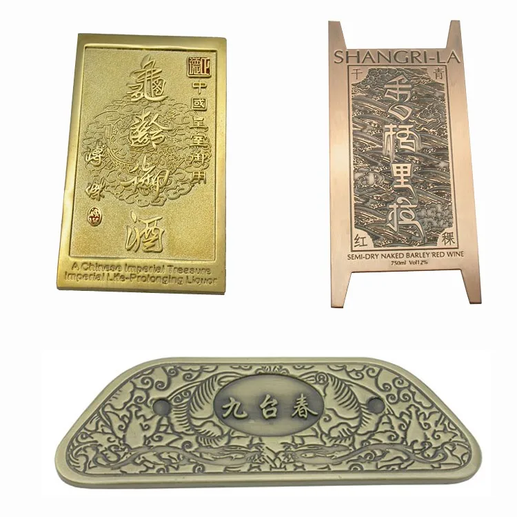 Aluminum Embossed Bottle Label Metal Logo,Wine Metal Sticker Liquor
