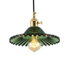 Vintage Interior lights Stylish Ribbed Emerald green Glass Pendant light