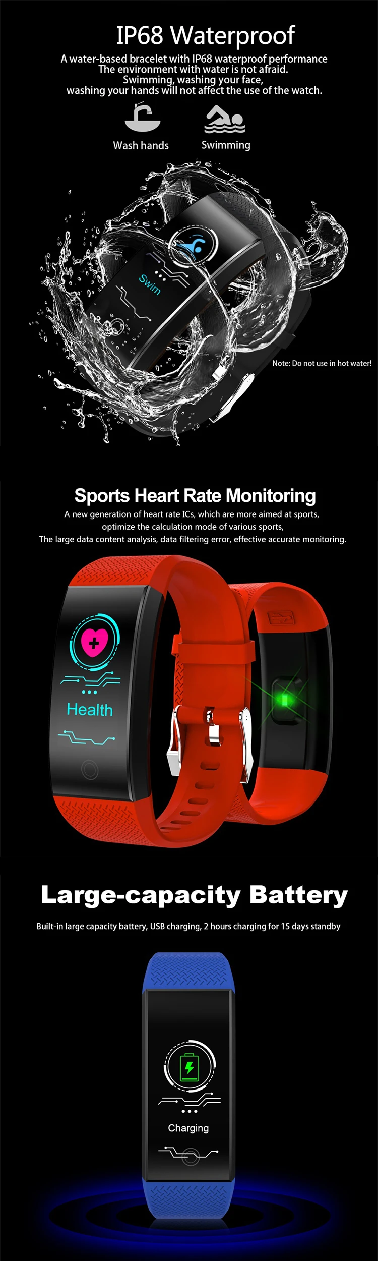 qw18 smart bracelet ip68