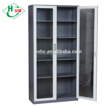 Steel Office Cabinet With Two Glass Doors Design In Book Shelf