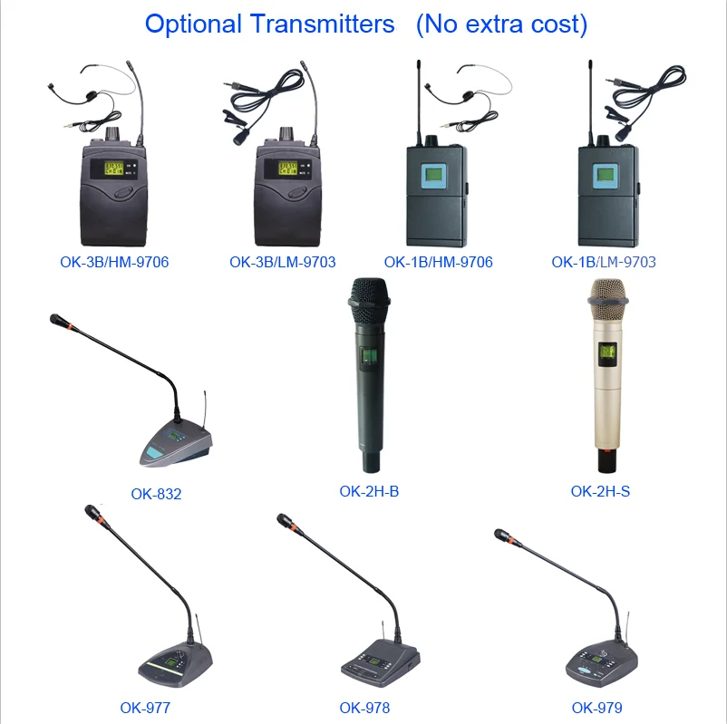 U8 Ok1b Hm1500 Eight Channels Headset Wireless Mic System For