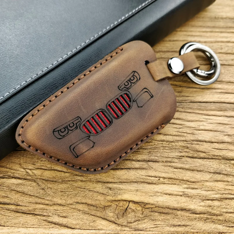 brown leather key case