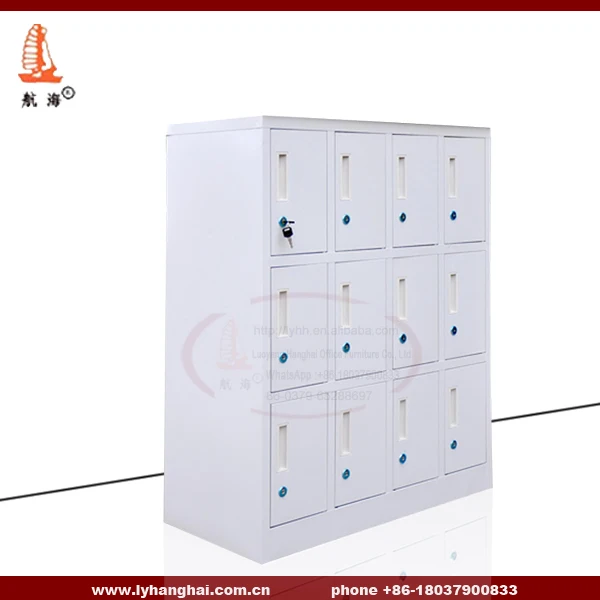 Power Supply Metal 12 Doors Laptop Storage With Silver Color