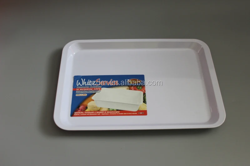 Square Melamine White Trays Of 4PCS