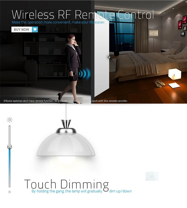 Livolo Modern White Glass Panel 1 Gang 1 Way Touch Screen Dimmer Light