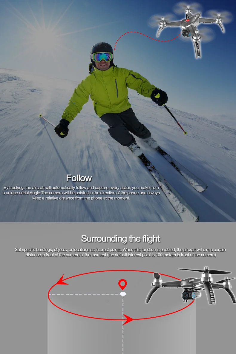 MJX B5W RC drone camera wifi GPS quadcopter Drone 5g wifi One Key Return 4ch follow me dron