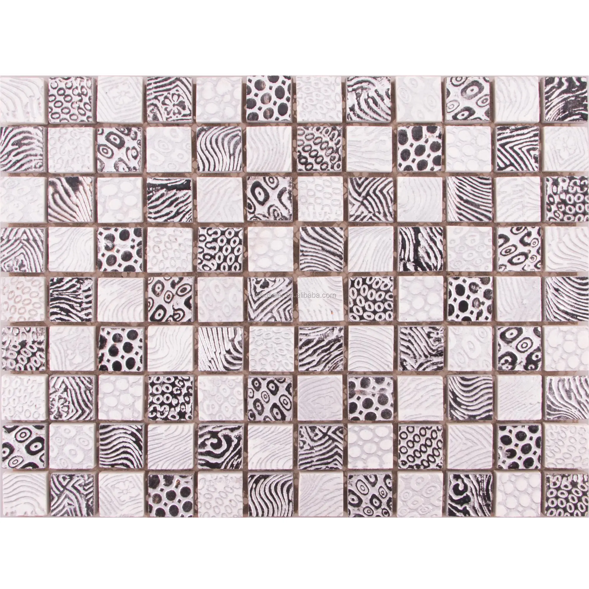 BSS118 Special black, white, sliver paint 3D stone like resin mosaic wall tiles