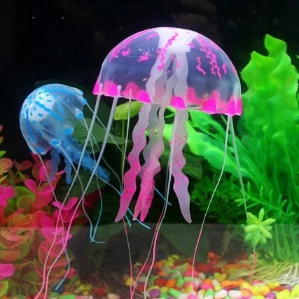 La fluorescencia de acuario medusas simulación Medusa decoración para peces de acuario