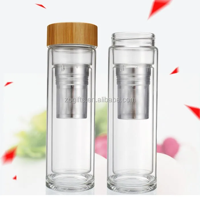 Custom Bpa Free Glass Water Tea Bottle Infuser/detox Glass Filter Drink