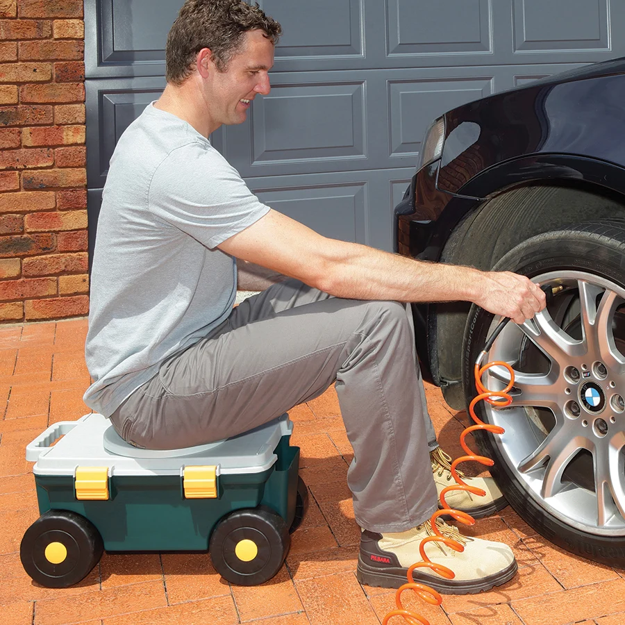 Garden Seat Tool Box With Swivel Top/garden Seat Cart/rolling Garden