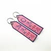 custom black eyelet overlock embroidery keychain promotion embroidered key chain