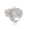 14891 Xuping exquisite ladies jewelry flower shaped zircon pave set finger ring for wholesale