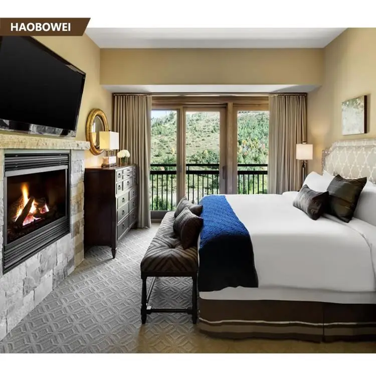 European style mdf hotel bedroom foshan with night stand/ hotel bed base