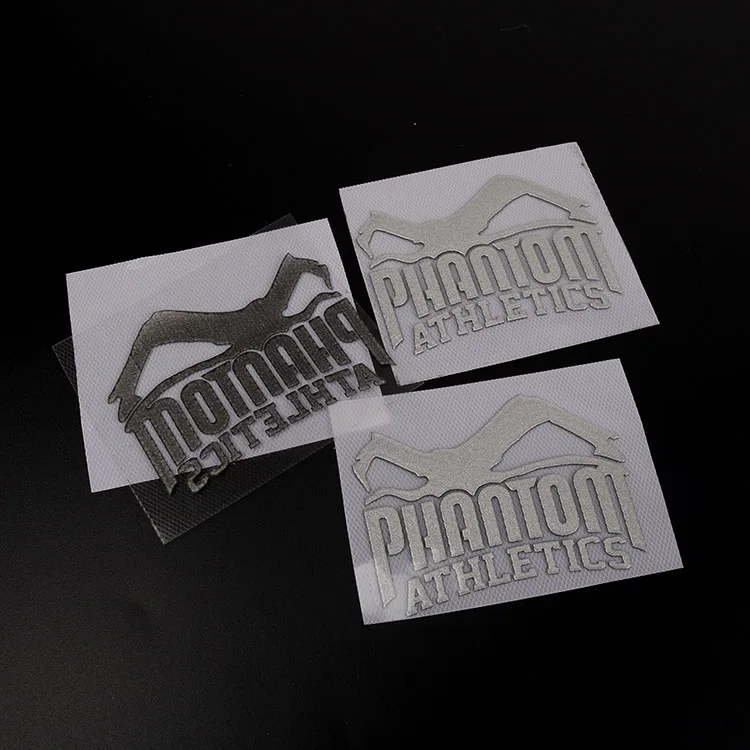 Heat Press Glittered Labels Custom Printing 3d Brand Logo Reflective