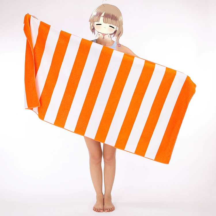 Wholesale Quick Drying High Absorption Low MOQ Personalized Microfiber Striped Plain Beach Towel