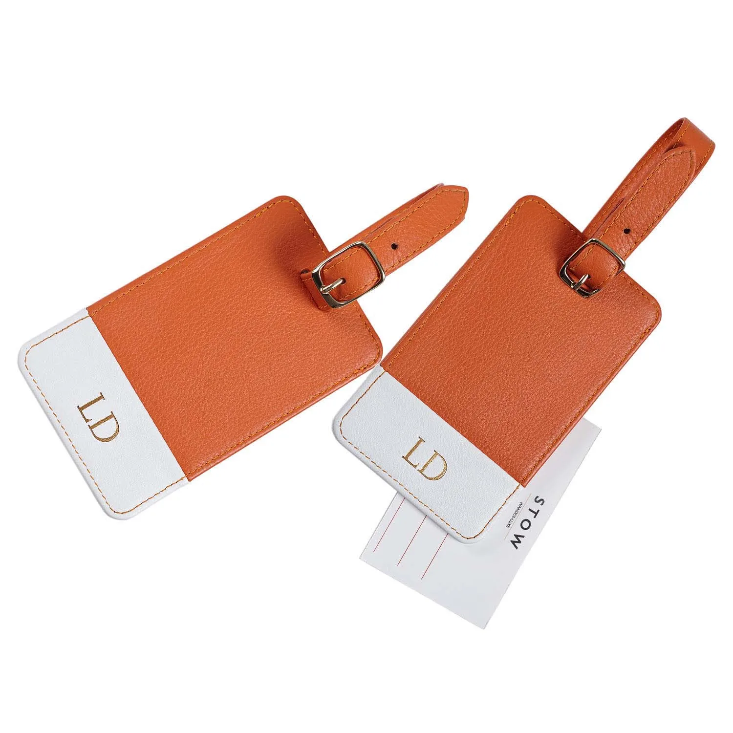 Custom logo white leather bag private garment hang tag