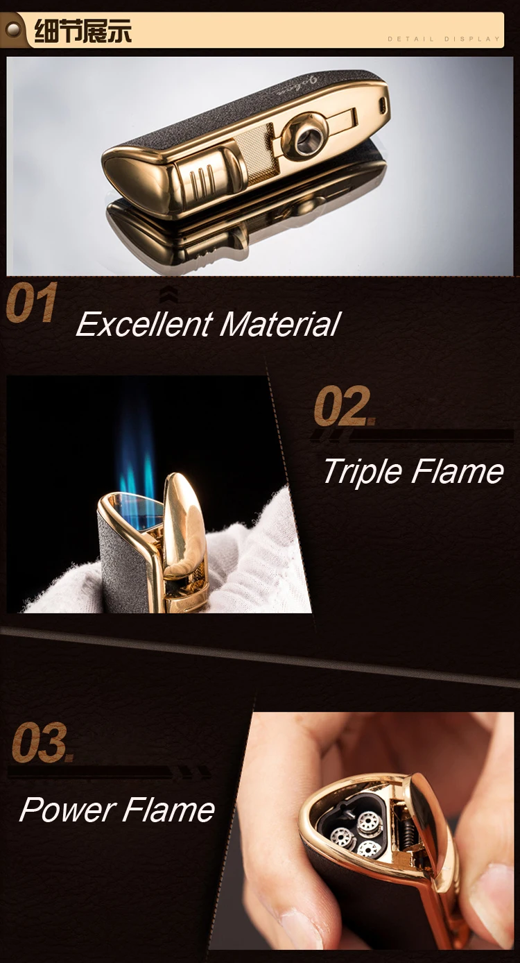 2019 Jobon Brand Jet Flame Lighter For Cigar Classic Triple Torch
