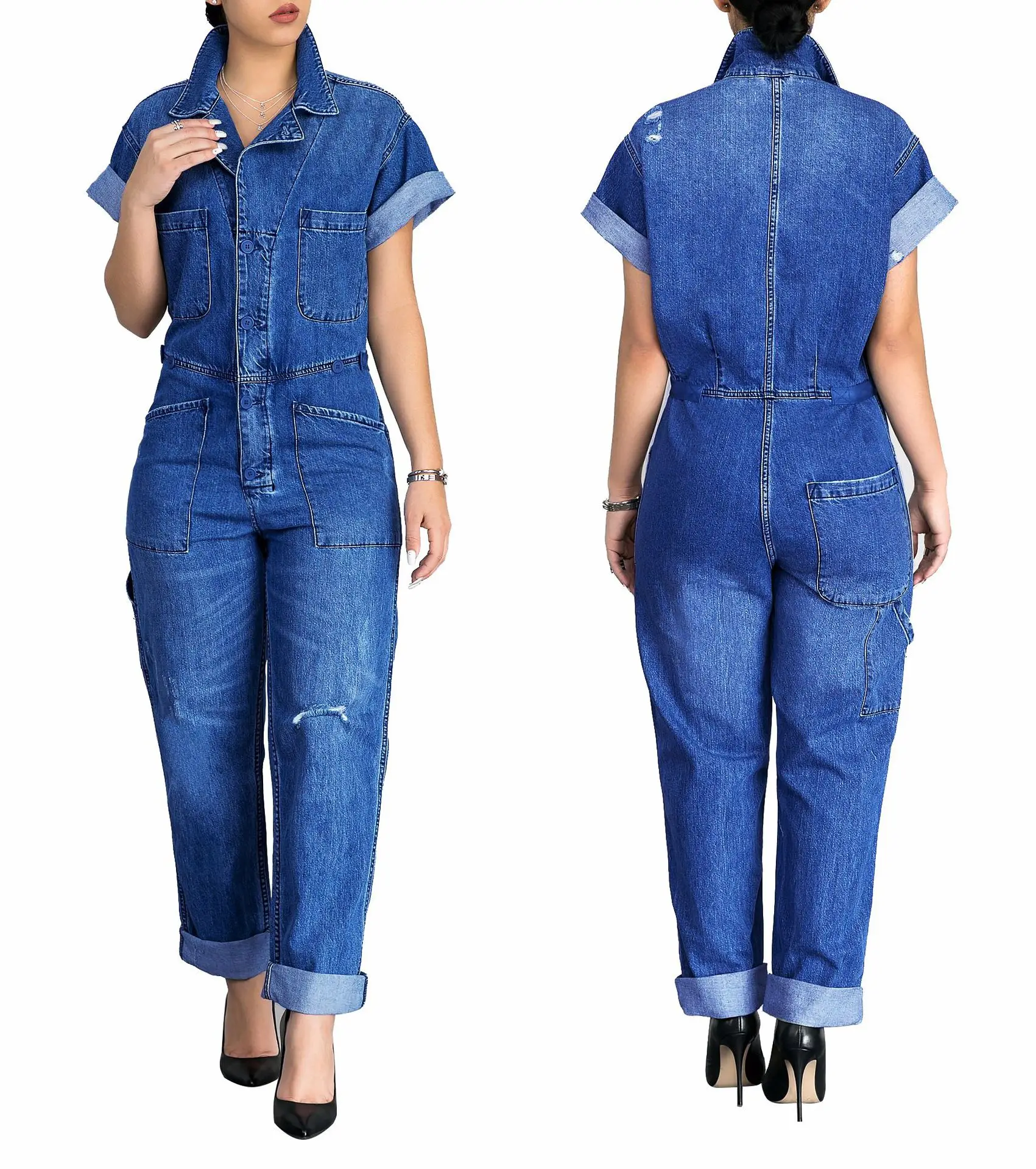 Y075 Boutique Clothing Women Hot Sell Loose Hooded Jean Jumpsuits - Buy ...