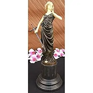 ...Handmade...European Bronze Sculpture Signed Preiss Vibrant Young Woman W/ Sword Faux Bone Art (1X-XQ-008) Bronze Sculpture Statues Figurine Nude Office & Home Décor Collectibles Sale Deal Gifts