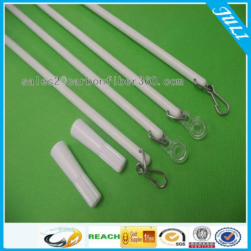 White Fiberglass Baton For Drapery Hardware 9 5mm Curtain Wand