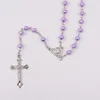 Handmade Imitation Pearl Bead Fashion Rosary Cross Necklace Bead Rosary Products