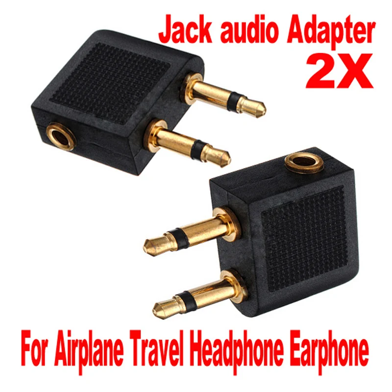 2 Pcs/lots 3.5mm Airline Airplane Earphone Headphone Headset Jack