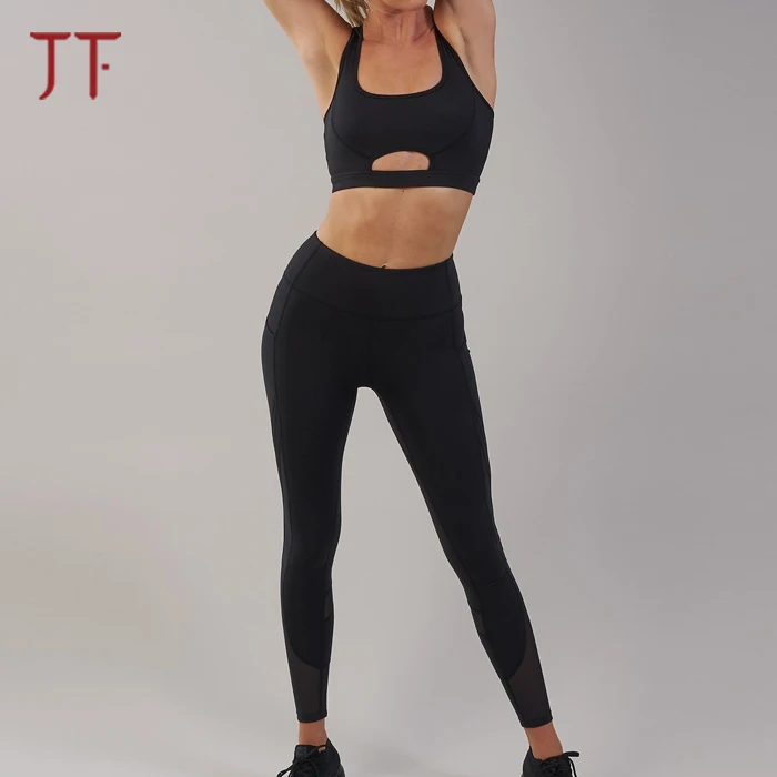 OEM Women Quality Supplex Gym Tight Mesh Sport Yoga Set Leggings