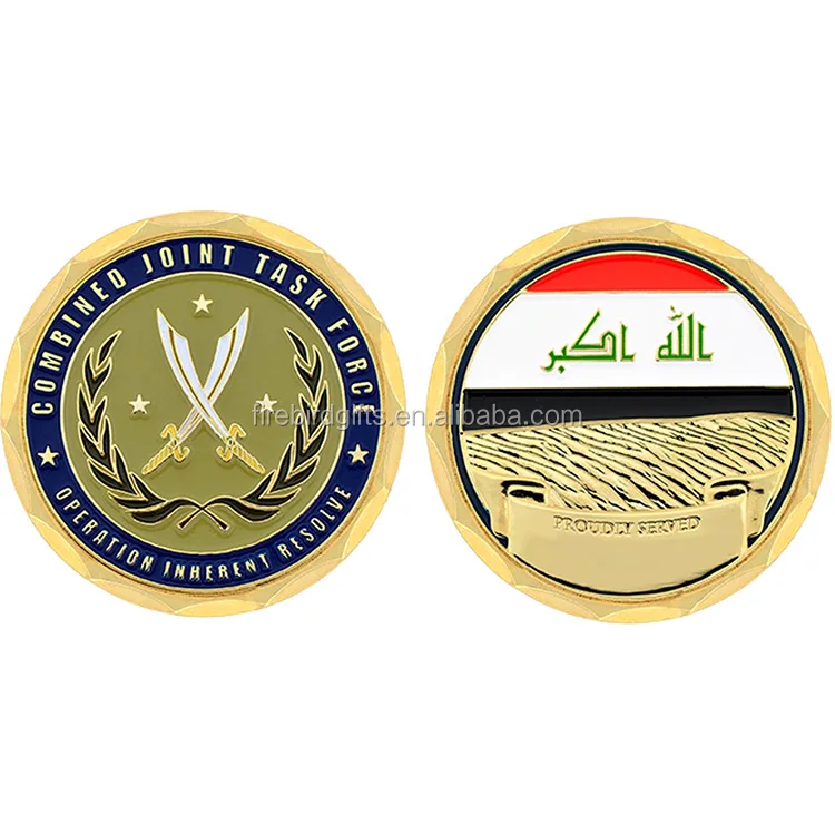 Custom Die Casting Enamel Metal Souvenir Iraq Coin - Buy Iraq Coin ...