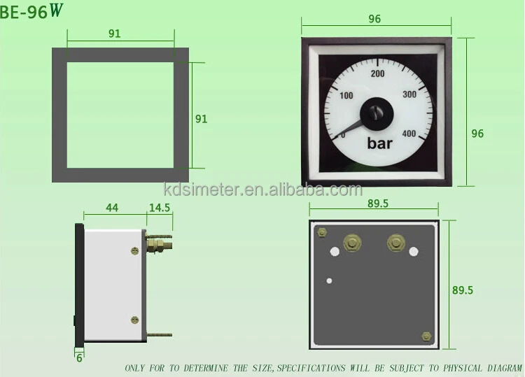 BE-96W dimensioned drawing
