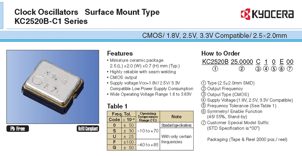 Kyocera Kc2520b48.0000c20e00 Smd Crystal Clock Oscillator Buy 48