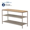 outdoor rattan and teak wood console table