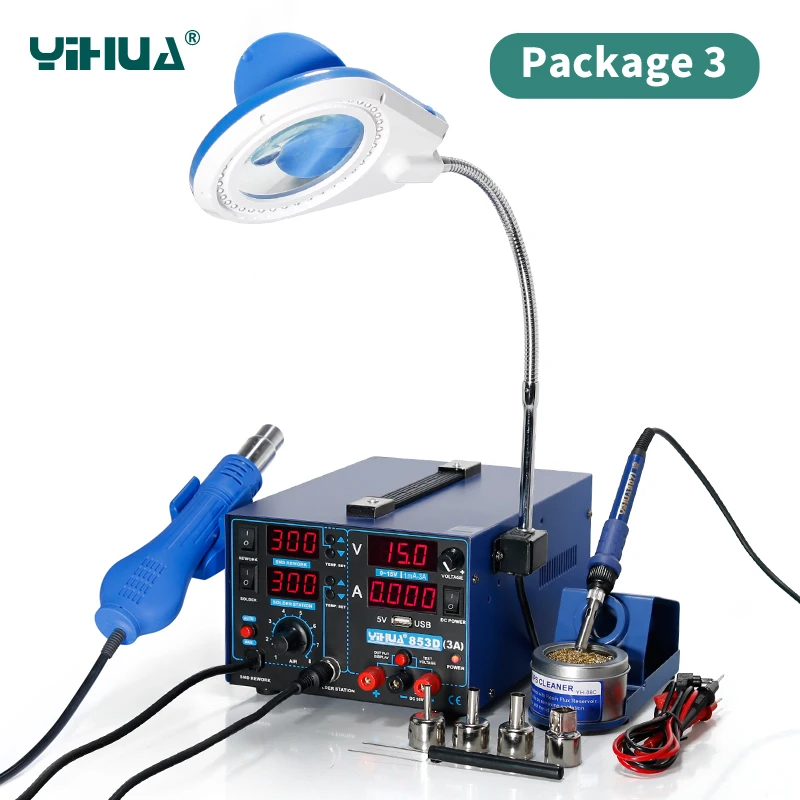 Паяльная станция yihua 853d 3a 4 led c usb новый тип