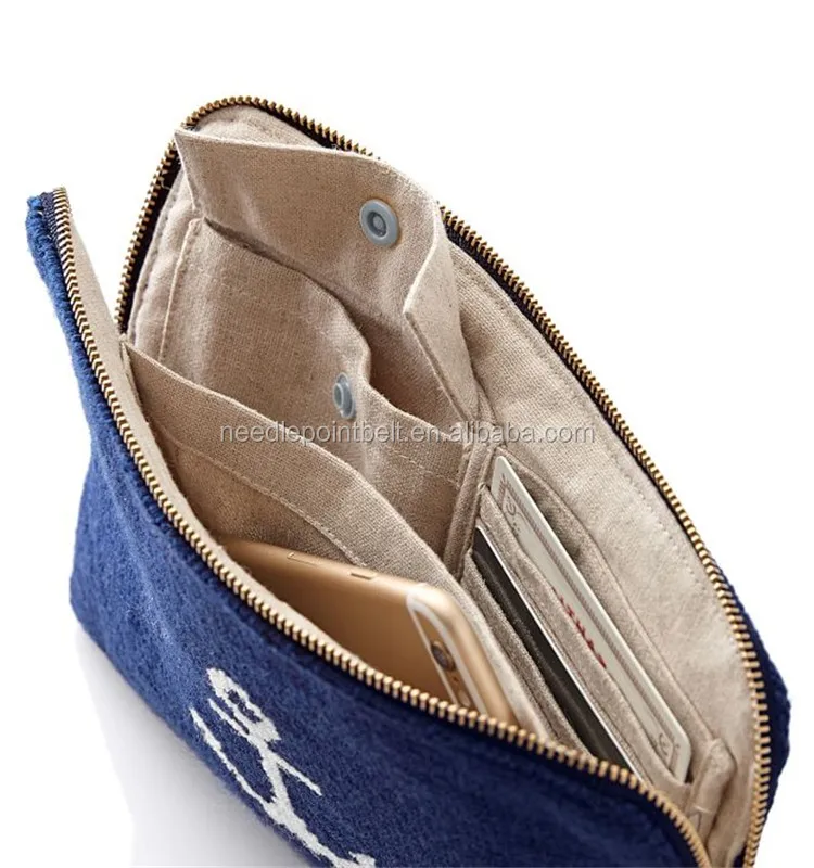 Ashley Handicrafts Anchor Needlepoint Zip Clutch2.jpg