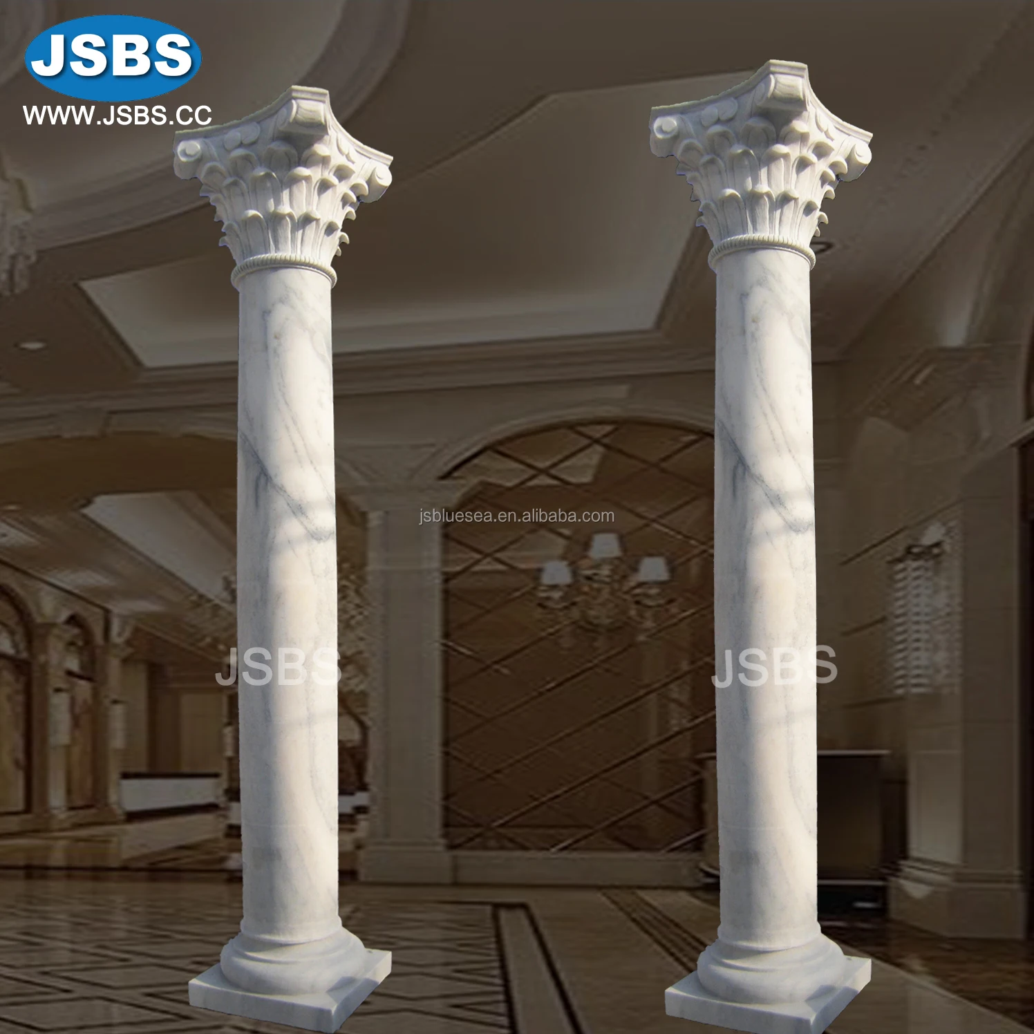 Natural Stone Carved Decorative Round Pillars Columns - Buy Round ...