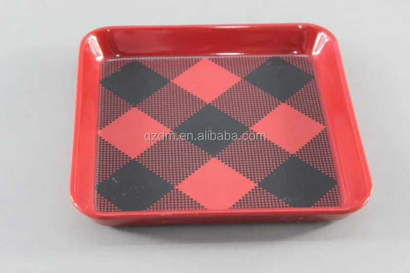 6" Melamine Square tray ,Red Melamine tray