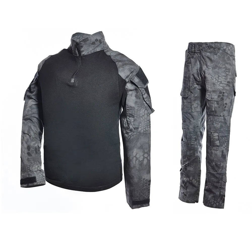 迷彩战斗服装狩猎西装长袖蟒蛇皮图案军队制服