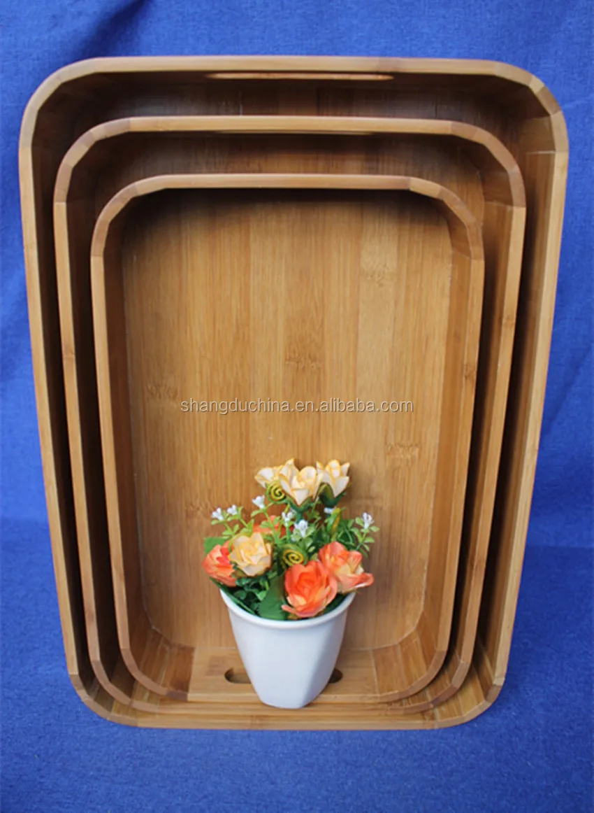 Customized Varnish Personalized Oval Shape Bamboo Serving Tray With