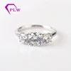 platinum setting D color 2 carat hearts arrows moissanite wedding ring with 3 stones