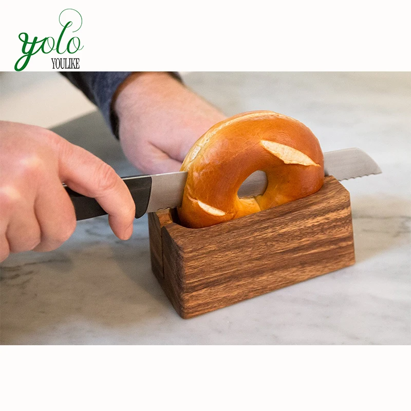 Small Bamboo Wooden Bagel Miter Slicer For Doughnut Buy Bagel Miter