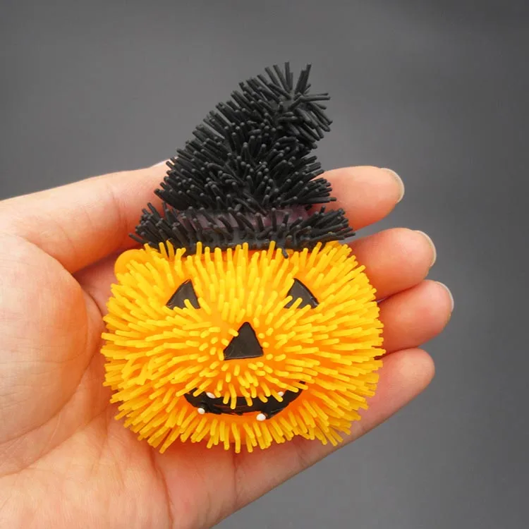 11806163 Tpr Squishy Toy Led Flashing Halloween Pumpkin Puffer Ball