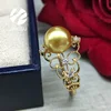 18k gold south sea natural golden color pearl ring design