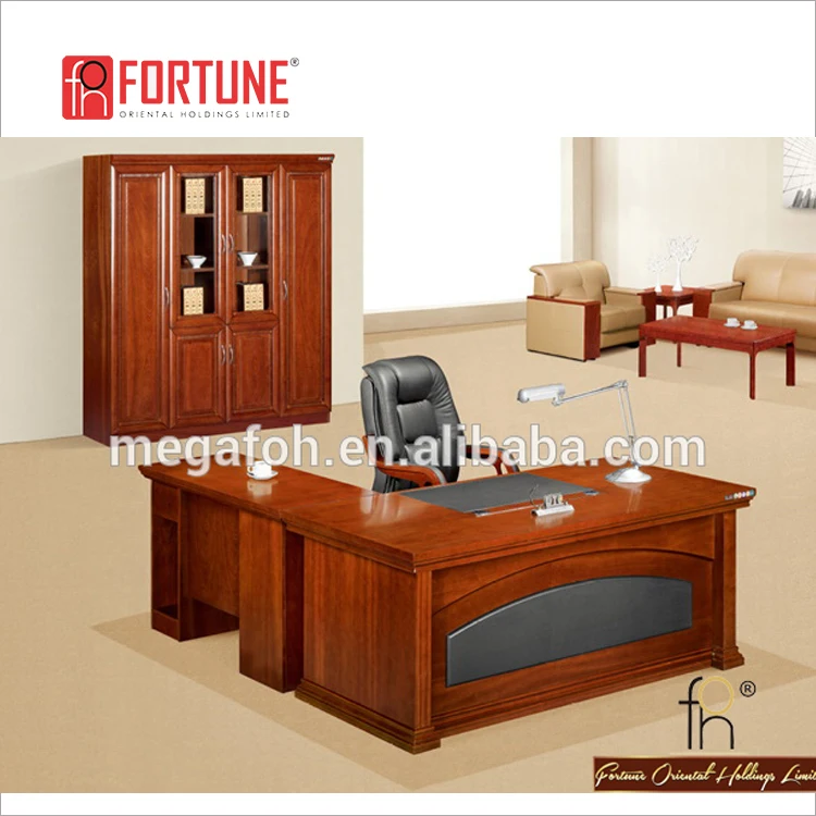 Traditional Executive Writing Desk Mdf Wood Veneer Office Table