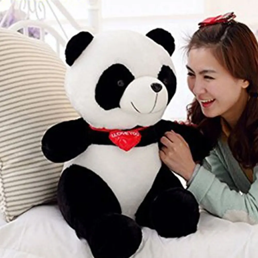 LUCKSTAR(TM) 65cm Black White With Red Fortune Panda Bear Stuffed Animal Plush Toy Black White Plush Cute Big Head Panda Large Pillow Cushion Design Kids Toy Gift affordable delight for any bear lover