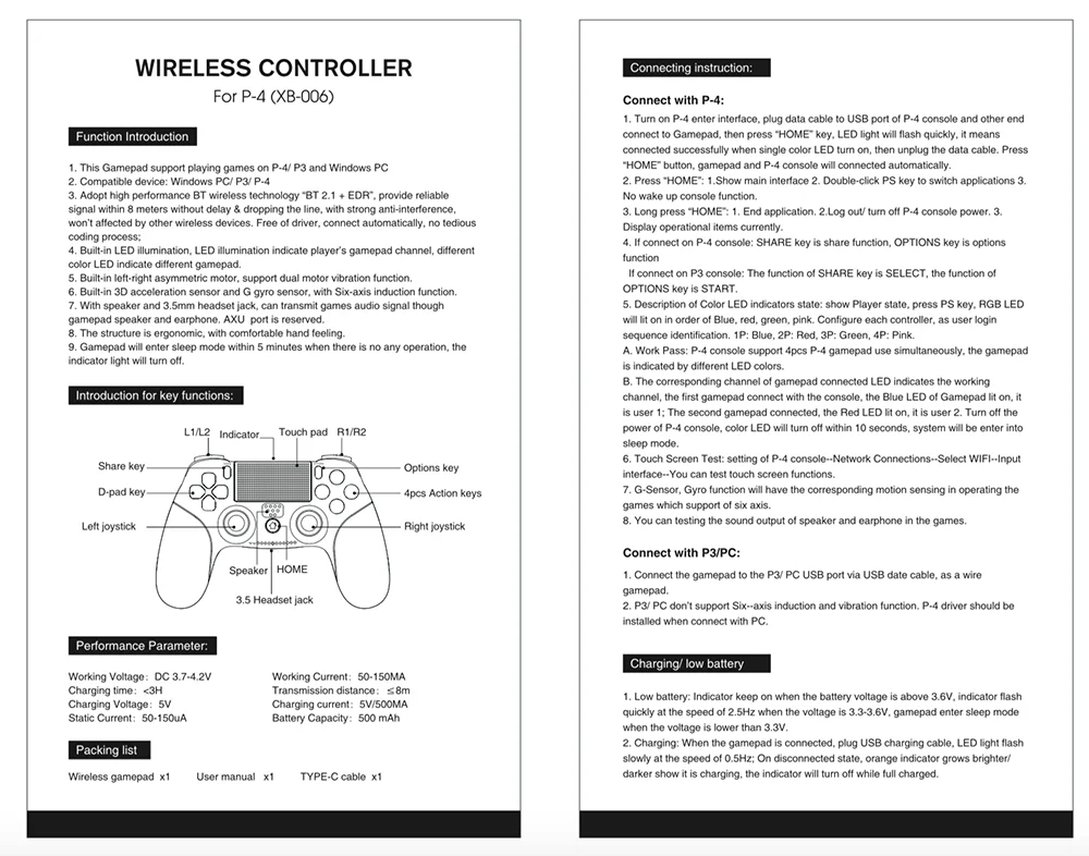 Wireless Game Controller For Sony Playstation 4 Joystick For Ps4 For ...