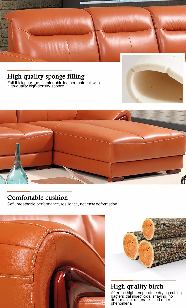 Top Quality Modern Home Furniture Living Room Leather Sectional Corner ...
