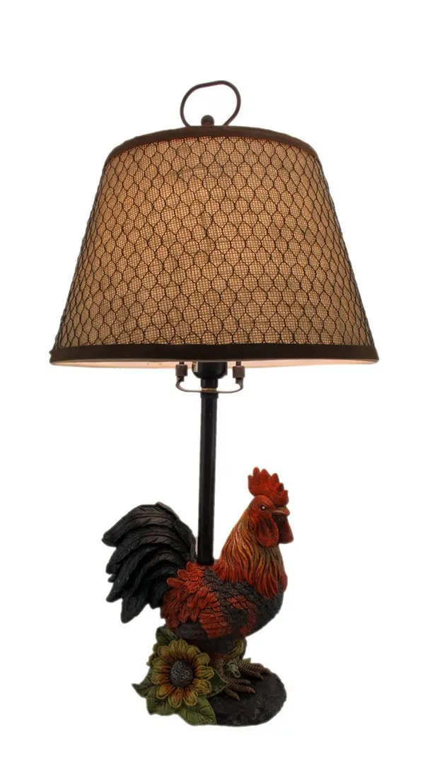 Rooster Table Lamp Find Deals On Line At Get Quotations Resin Table Lamps Rustic Farmhouse Rooster Lamp With Burlap And Wire Shade 12 X 24
