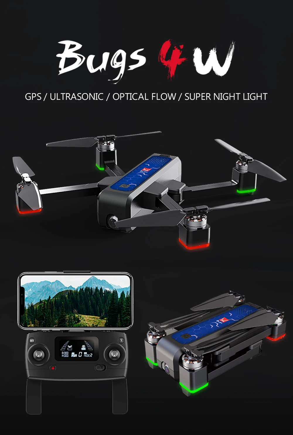 MJX B4W Bugs 4W RC Drone With 2K HD Camera 5G WIFI FPV GPS Brushless Foldable Ultrasonic Professional Quadcopter VS SJRC Z5 F11