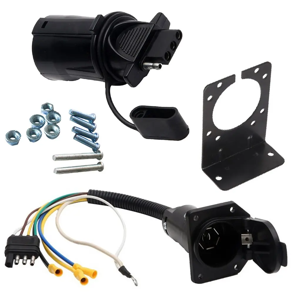 NEW SUN 4 Wire Flat and 7-Way Vehicle End Connector RV Trailer Light Wire