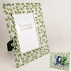 leaf design elegant silver plated green painting metal picture frame
